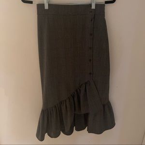 Beautiful Zara, S, light grey checked midi skirt with Ruffle